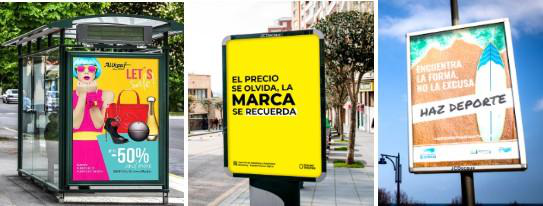 Exemples de publicitat exterior: marquesines, mupis i tanques
